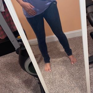 Abercrombie blue skinny jeans w. stripe down side